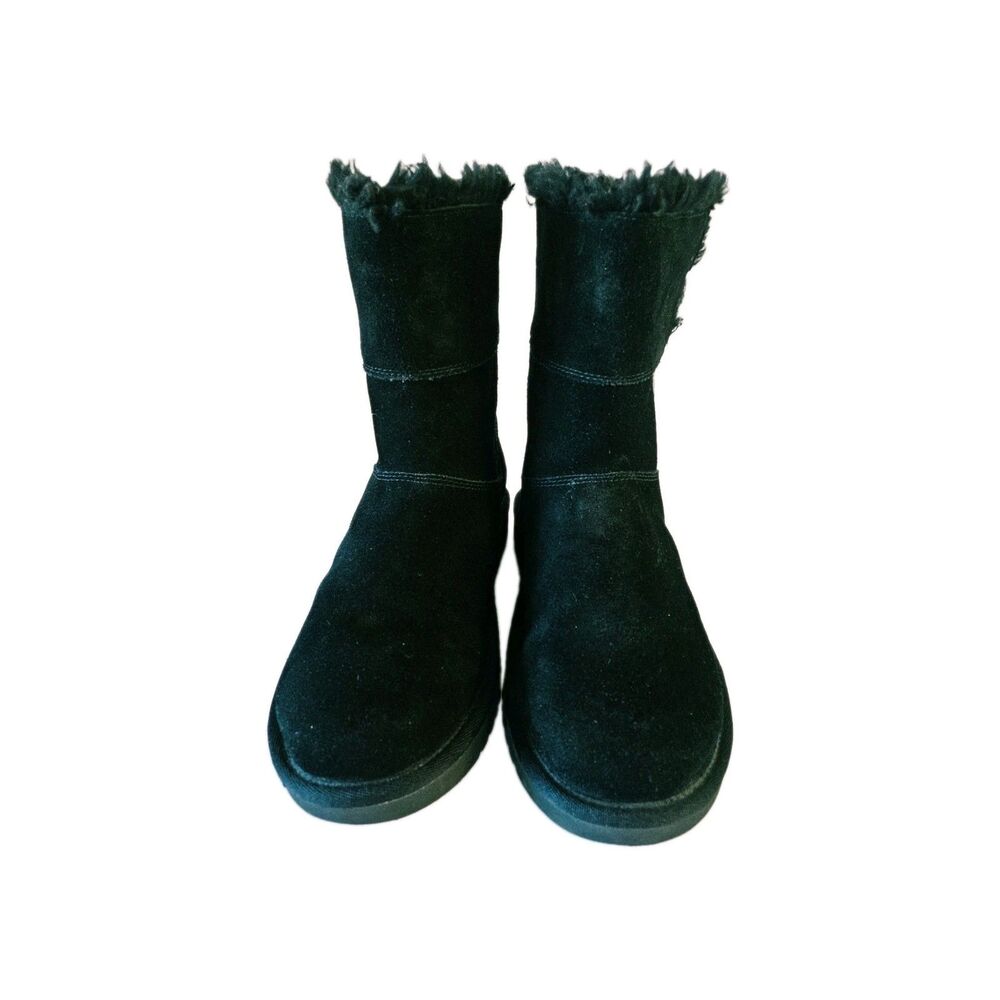 Koolaburra by UGG Women's Black Suede Faux Fur Lined Mid-Calf Zip Boot 7 - Picture 3 of 7